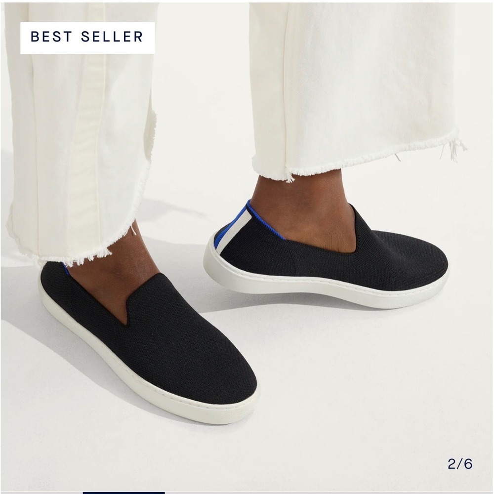 Rothy's The Original Slip On Sneaker in Solid Black Knit Shoes - 10.5